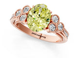 Rose gold Fancy Yellow Oval  Cut Diamond Engagement Ring with Bezel Set Round Side Stones and Prong Setting_48