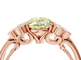 Rose gold Fancy Yellow Oval  Cut Diamond Engagement Ring with Bezel Set Round Side Stones and Prong Setting_51