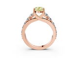 Rose gold Fancy Yellow Oval  Cut Diamond Engagement Ring with Pavé Band and Four-Prong Setting_6