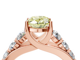 Rose gold Fancy Yellow Oval  Cut Diamond Engagement Ring with Pavé Band and Four-Prong Setting_7