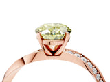 Rose gold Fancy Yellow Oval Cut Diamond Engagement Ring with Side Stone Accents and Four-Prong Setting_16