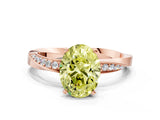 Rose gold Fancy Yellow Oval Cut Diamond Engagement Ring with Side Stone Accents and Four-Prong Setting_60