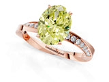Rose gold Fancy Yellow Oval Cut Diamond Engagement Ring with Side Stone Accents and Four-Prong Setting_61