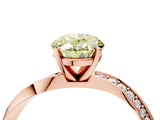 Rose gold Fancy Yellow Oval Cut Diamond Engagement Ring with Side Stone Accents and Four-Prong Setting_64