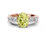 Rose gold Fancy Yellow Oval  Cut Diamond Five-Stone Prong Set White Gold Ring_32