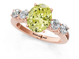 Rose gold Fancy Yellow Oval  Cut Diamond Five-Stone Prong Set White Gold Ring_33
