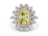 Rose gold Fancy Yellow Oval Cut Diamond Floral Double Halo Engagement Ring with Prong Setting_12