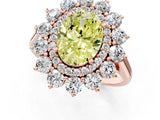 Rose gold Fancy Yellow Oval Cut Diamond Floral Double Halo Engagement Ring with Prong Setting_13