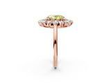 Rose gold Fancy Yellow Oval Cut Diamond Floral Double Halo Engagement Ring with Prong Setting_14