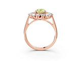 Rose gold Fancy Yellow Oval Cut Diamond Floral Double Halo Engagement Ring with Prong Setting_15