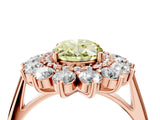 Rose gold Fancy Yellow Oval Cut Diamond Floral Double Halo Engagement Ring with Prong Setting_16