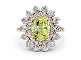 Rose gold Fancy Yellow Oval Cut Diamond Floral Double Halo Engagement Ring with Prong Setting_48