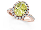 Rose gold Fancy Yellow Oval  Cut Diamond Floral Halo Engagement Ring with Pavé Band and Prong Setting_38