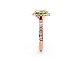 Rose gold Fancy Yellow Oval  Cut Diamond Floral Halo Engagement Ring with Pavé Band and Prong Setting_39