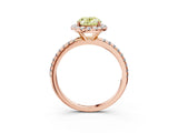 Rose gold Fancy Yellow Oval  Cut Diamond Floral Halo Engagement Ring with Pavé Band and Prong Setting_40