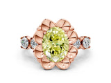 Rose gold Fancy Yellow Oval  Cut Diamond Floral Halo Engagement Ring with Shared Prong Setting 1