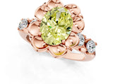 Rose gold Fancy Yellow Oval  Cut Diamond Floral Halo Engagement Ring with Shared Prong Setting 2