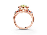 Rose gold Fancy Yellow Oval  Cut Diamond Floral Halo Engagement Ring with Shared Prong Setting 4