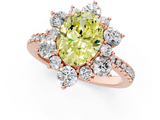 Rose gold Fancy Yellow Oval  Cut Diamond Floral Halo Pave Band with Prong Setting_37