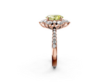 Rose gold Fancy Yellow Oval  Cut Diamond Floral Halo Pave Band with Prong Setting_38
