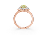 Rose gold Fancy Yellow Oval  Cut Diamond Floral Halo Pave Band with Prong Setting_39