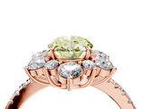 Rose gold Fancy Yellow Oval  Cut Diamond Floral Halo Pave Band with Prong Setting_40