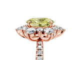 Rose gold Fancy Yellow Oval  Cut Diamond Floral Halo Pave Band with Prong Setting_41