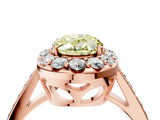 Rose gold Fancy Yellow Oval Cut Diamond Floral Halo Ring with Pavé Band and Prong Setting_7