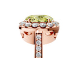 Rose gold Fancy Yellow Oval Cut Diamond Floral Halo Ring with Pavé Band and Prong Setting_8