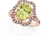 Rose gold Fancy Yellow Oval Cut Diamond Floral Halo Split Shank Prong Setting Ring_1