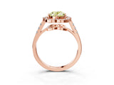 Rose gold Fancy Yellow Oval Cut Diamond Floral Halo Split Shank Prong Setting Ring_3