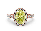 Rose gold Fancy Yellow Oval Cut Diamond Halo Engagement Ring with Pavé Band and Prong Setting_27