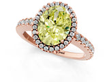 Rose gold Fancy Yellow Oval Cut Diamond Halo Engagement Ring with Pavé Band and Prong Setting_28