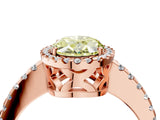 Rose gold Fancy Yellow Oval Cut Diamond Halo Engagement Ring with Pavé Band and Prong Setting_31