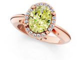 Rose gold Fancy Yellow Oval  Cut Diamond Halo Engagement Ring with Split Shank and Four-Prong Setting_91
