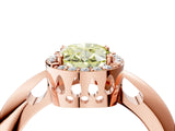 Rose gold Fancy Yellow Oval  Cut Diamond Halo Engagement Ring with Split Shank and Four-Prong Setting_94