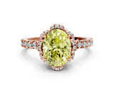 Rose gold Fancy Yellow Oval Cut Diamond Halo Pave Band with Four-Prong Setting_3