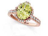 Rose gold Fancy Yellow Oval Cut Diamond Halo Pave Band with Four-Prong Setting_4