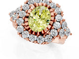 Rose gold Fancy Yellow Oval Cut Diamond Halo Ring with Pavé Band and Four-Prong Setting_42