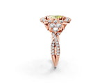 Rose gold Fancy Yellow Oval Cut Diamond Halo Ring with Pavé Band and Four-Prong Setting_43