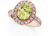 Rose gold Fancy Yellow Oval Cut Diamond Halo Ring with Pavé Band and Prong Setting_1