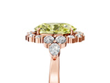 Rose gold Fancy Yellow Oval Cut Diamond Halo Ring with Pear Side Stones and Prong Setting_70