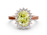 Rose gold Fancy Yellow Oval  Cut Diamond Halo Ring with Round Brilliant Halo and Solitaire Band_101