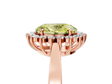 Rose gold Fancy Yellow Oval  Cut Diamond Halo Ring with Round Brilliant Halo and Solitaire Band_106