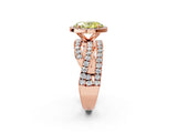 Rose gold Fancy Yellow Oval Cut Diamond Halo Ring with Round Split Shank and Prong Setting_50