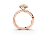 Rose gold Fancy Yellow Oval Cut Diamond Halo Ring with Round Split Shank and Prong Setting_51