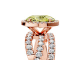 Rose gold Fancy Yellow Oval Cut Diamond Halo Ring with Round Split Shank and Prong Setting_53