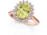 Rose gold Fancy Yellow Oval  Cut Diamond Halo Ring with Solitaire Band and Prong Setting_54