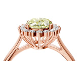 Rose gold Fancy Yellow Oval  Cut Diamond Halo Ring with Solitaire Band and Prong Setting_57