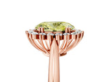 Rose gold Fancy Yellow Oval  Cut Diamond Halo Ring with Solitaire Band and Prong Setting_58